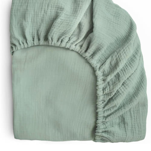 mushie Extra Soft Muslin Fitted Crib Sheet | 192 Thread Count | 28"x 52" (Roman Green)