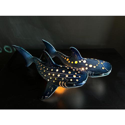 Whaleshark ceramic sculptural lamp - perfect match to the coastal apartments or gift for ocean lovers