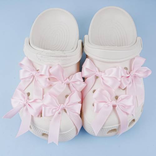 Cute Pink Satin Bows Shoe Charm,Girlish Bowknot Shoe Buckle Set,Sweet Shoe Accessories,Pink Fabric Bow Shoe Charms,DIY Shoe Decoration,Gift