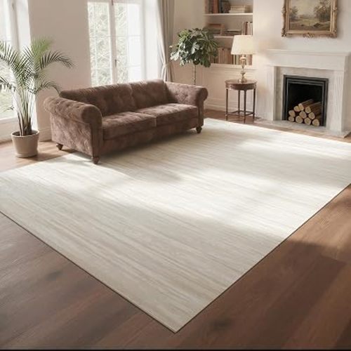Washable Rugs 8x10 Area Rugs for Living Room,Bedroom,Dining Room- Large Ultra Soft Faux Wool Retro Carpets,Non Slip&Non-Shedding Low Pile Vintage Carpet for Home Office