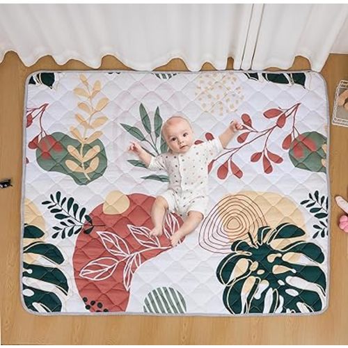 Baby Play Mat 71x59 Inch, Thickened Soft Floor Mat for Playpen, Machine Washable Foam Crawling Mat with Non-Slip Bottom for Babies and Toddlers, Foldable Padded Playmat