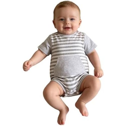 Adaptive G-Tube Baby Bodysuit, Unisex Short Sleeve Preemie Romper with Feeding Cutout for Special Needs Infants