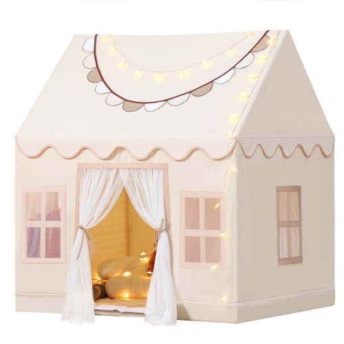 Wilwolfer Kids Play Tent for Toddlers with Padded Mat & Star Light Golden Indoor Playhouse