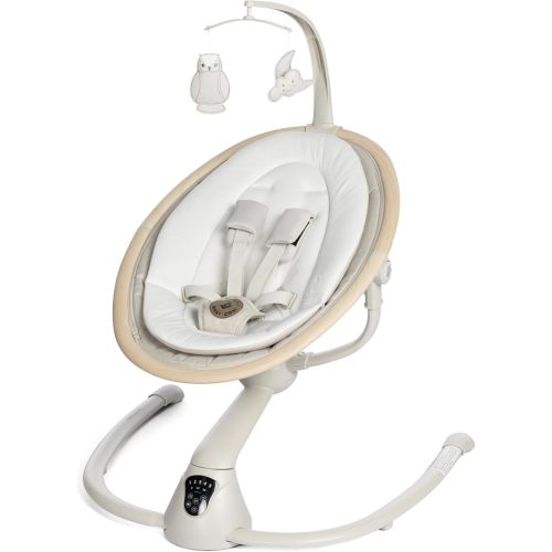 Maxi-Cosi Cassia Smart Baby Swing for Infants, Portable, Foldable Infant Swing with Music, 360 Rotation, 5 Speeds, 12 Melodies, EcoCare Fabric, Auto Motion Sensor, 2 Reclines, Classic Green