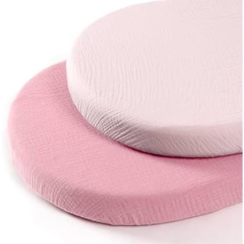 lulumoon Baby Muslin Bassinet Sheets: Cotton Bassinet Sheets Neutral for Boys and Girls - Fitted for Oval Rectangle or Hourglass