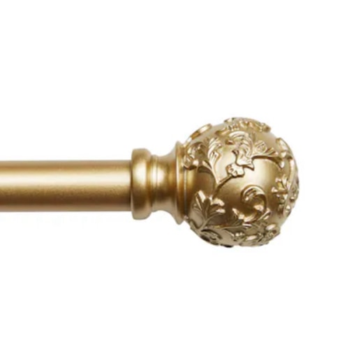 Exclusive Home Vine 36-in to 72-in Gold Iron Single Curtain Rod with Finials RD013597DSEHA1 A150 at Lowes.com