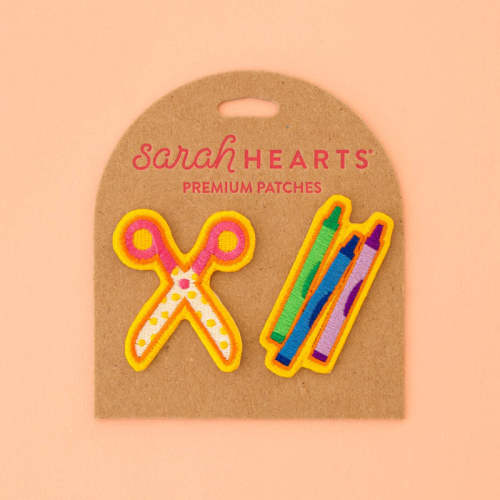 Scissors and Crayons Embroidered Patches | Sarah Hearts – Little Fabric Shop