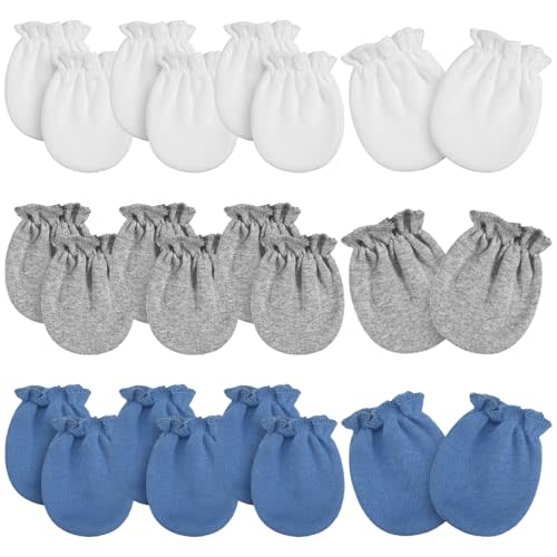Vabean 12 Pairs Preemie Baby Mittens No Scratch Cotton Premature Baby Gloves for Nicu Preemie Girls Boys Gifts
