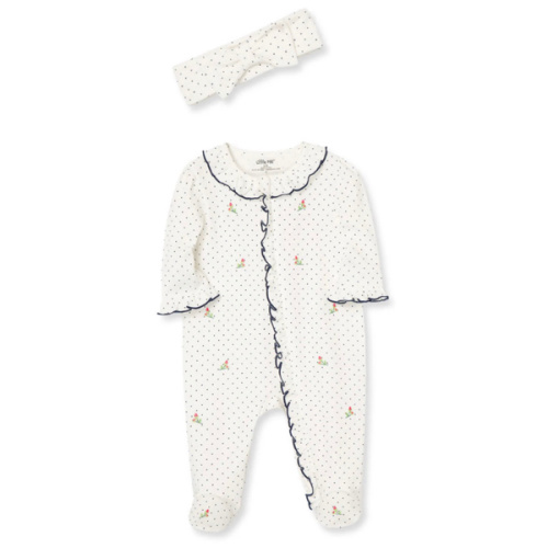 Rosebud 2-Way-Zip Footed One-Piece and Headband