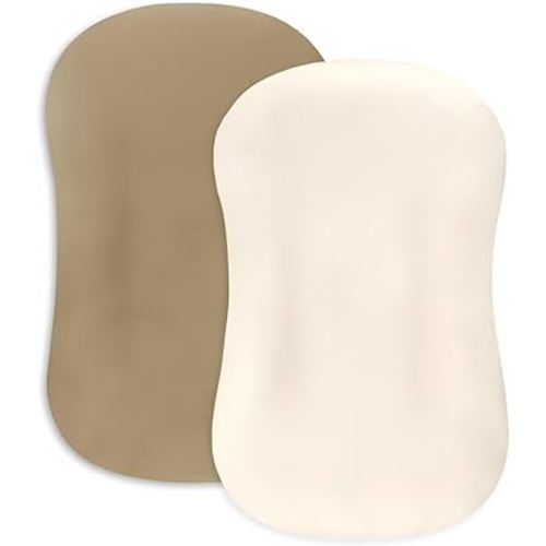 Hooyax Baby Lounger Cover 2-Pack, Ultra-Soft Stretchable Slipcover Fits Snuggle Me & Infant Loungers, Skin-Friendly Newborn Lounger Cover Set for Boys and Girls - Covers Only (Brown Beige)