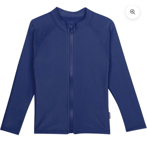 Kids UPF 50+ Long Sleeve Zipper Rash Guard Swim Shirt | "Navy"
