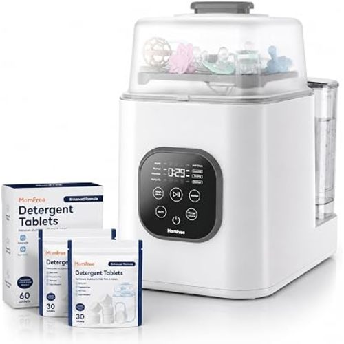 Bottle Washer Sterilizer and Dryer, All-in-One Bottle Cleaner Machine with Steam Cleaning & Hot Air Drying, Large Capacity Automatic Baby Bottle Washing Machine for Bottles and Pump Parts