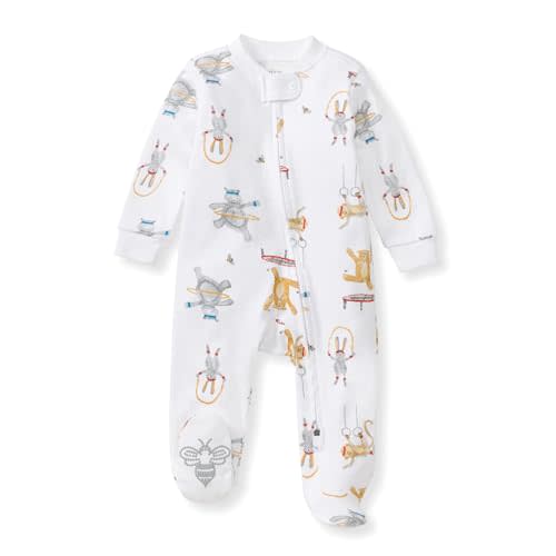 Burt's Bees Baby Boys Sleep and Play PJs, 100% Organic Cotton One-Piece Zip Front Romper Jumpsuit Pajamas