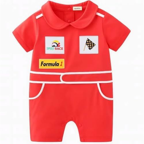 stylesilove Baby Boy Short Sleeves Chic Car Racer Cotton Romper Halloween Baby Boy Clothes