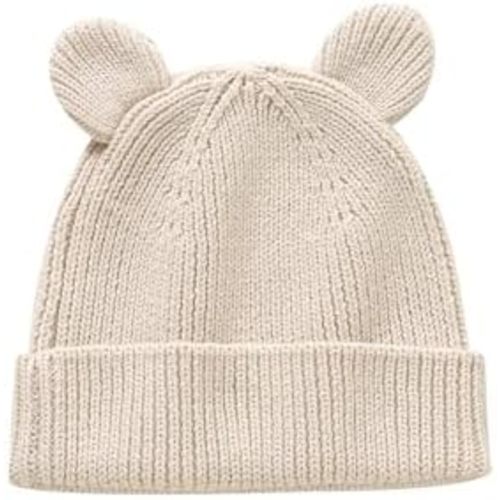 Hadetoto Cotton Baby Beanie Winter Knitted Hat with Bear Ear for Infant Toddler Boys Girls Soft Warm Skull Cap
