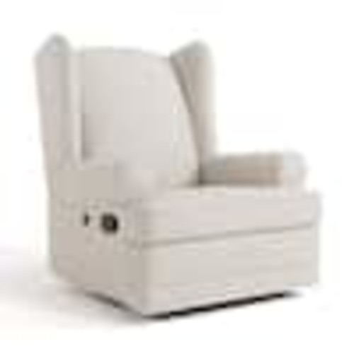 Storkcraft Serenity Ivory Polyester Swivel Glider Recliner with Rocking 06510-21A