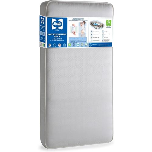 Sealy Baby Posturepedic Grace Hybrid - Firm 2 Stage Breathable Crib Mattress with Waterproof Barrier - GREENGUARD Gold Certified, Soy-enhanced Foam for Infants and Toddlers, Made in the USA (52x28")
