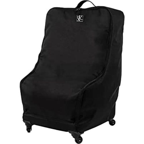 J.L. Childress Spinner Wheelie Padded Car Seat Bag- Travel Bag for Airplane, Fits Most Baby & Infant Car Seats, Boosters, & Carriers, Airport Accessories for Gate Check or Baggage Check- Deluxe, Black