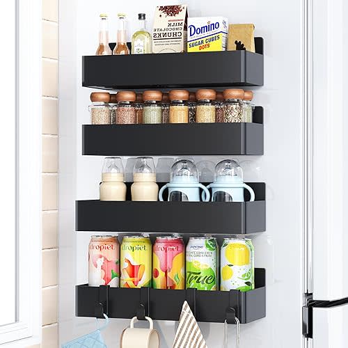 Magnetic Spice Rack Black 4 Pack