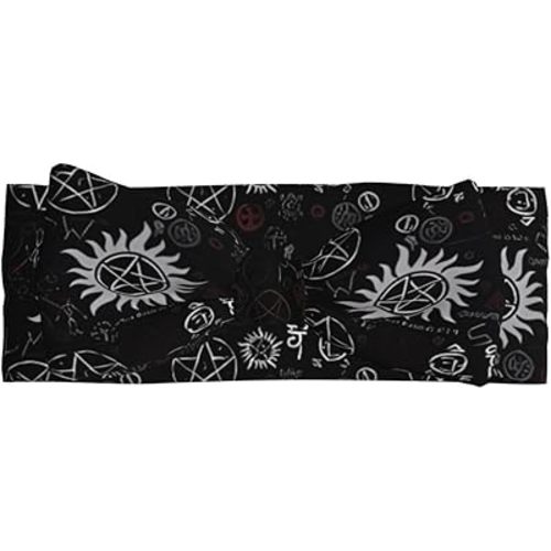 FoRes Supernatural Symbols Black Baby Bow Headband - Soft Bows Hair Accessories for Baby - Angel Princess Hairband - Perfect Full Moon Gift