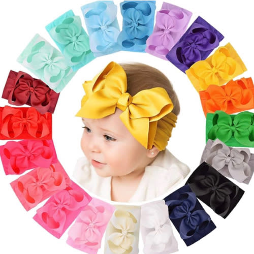 doboi 20pcs Baby Girls Bows Headbands Nylon Hairbands Ribbon Bow Elastic Hair Accessories for Newborns Infants Toddlers and Kids