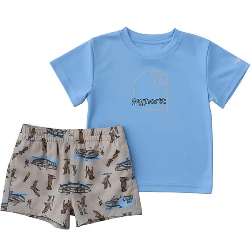 Boys' 2-Piece Short Sleeve Sun Defender® Force® Shirt & Woven Short Set (Baby) | Carhartt