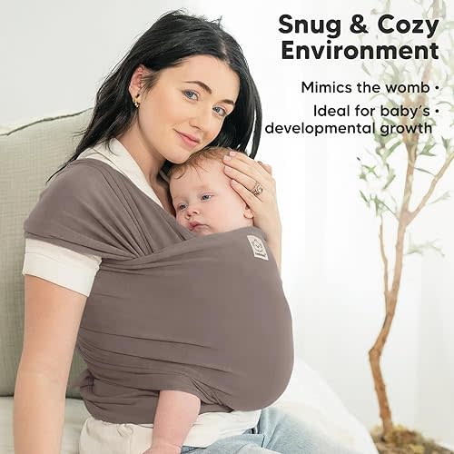 KeaBabies Baby Wrap Carrier - All in 1 Original Baby Carrier Newborn to Toddler Sling, Easy to Wear, Hands Free Bonding, Lightweight, Breathable Infant Wraps (Copper Gray)