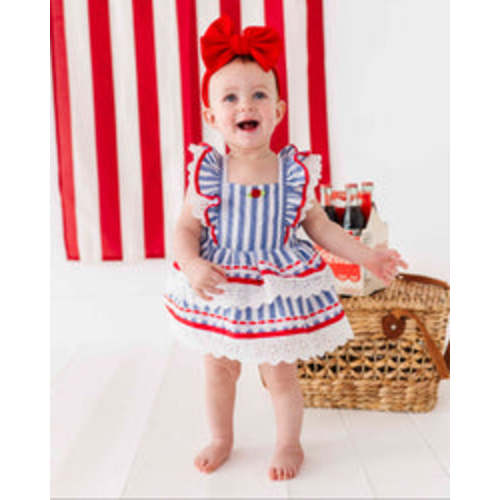 Blue Stripe Tiered Ruffle Dress