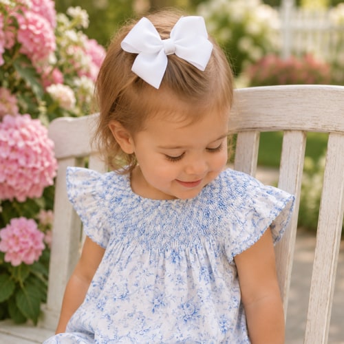 Blue Toile Smocked Bishop Bubble – Little Bear Smocks
