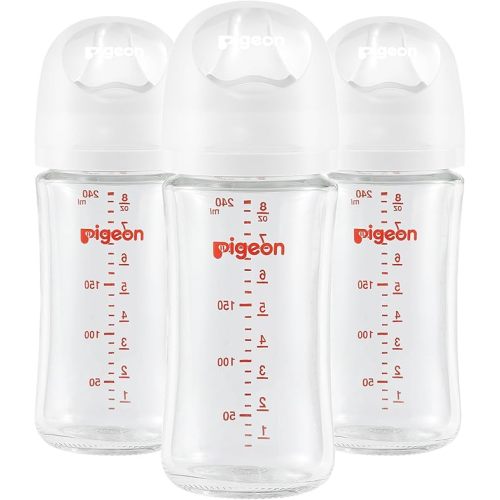 Pigeon - Glass Bottle 8oz/236ml (3-Pack) with M Nipple 3M+