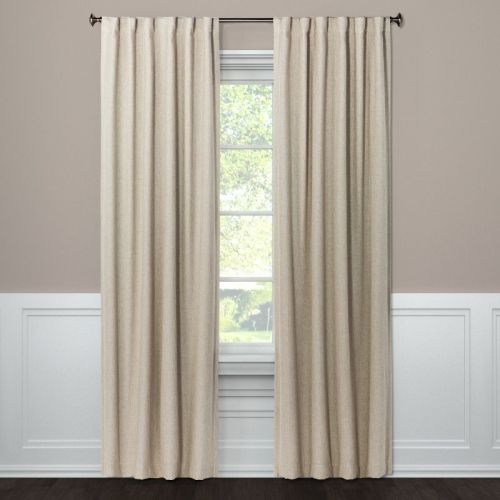 50"x63" Blackout Aruba Window Curtain Panel Beige - Threshold™: Modern Solid Lined, Recycled Polyester, Rod Pocket