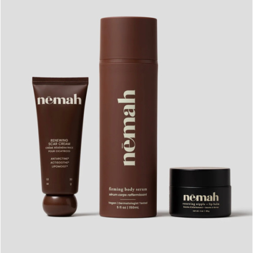 Nēmah Postpartum Set (Firming Body Serum, Restorative Scar Treatment, and Nipple & Lip Balm)