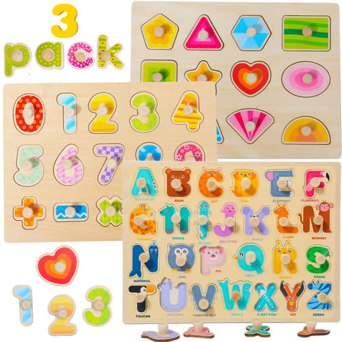 3-Pack Pegged Puzzles
