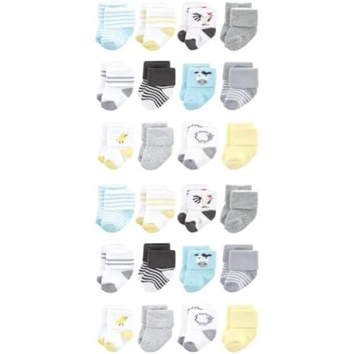 Hudson Baby Unisex Baby Cotton Rich Baby Terry Socks 24-Pack
