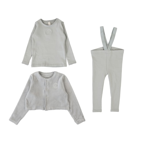 Dusty Blue Velour Cardi Lounge Set