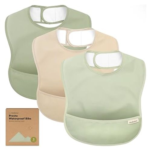 KeaBabies 3-Pack Waterproof Baby Bibs for Eating (Wilderness)
