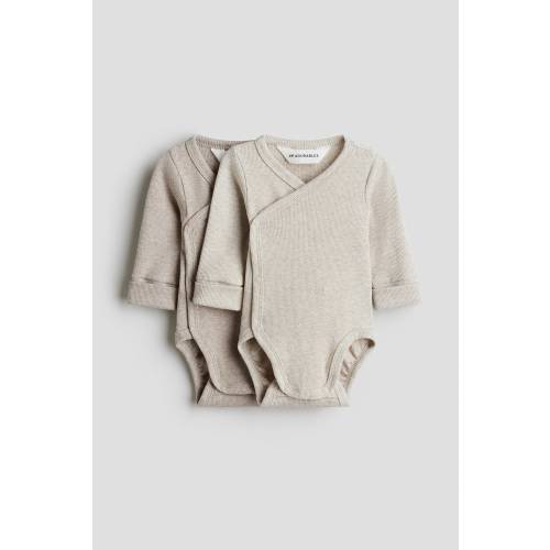 Light Beige/Light Grey 2-pack Room-to-Grow Bodysuits for kids