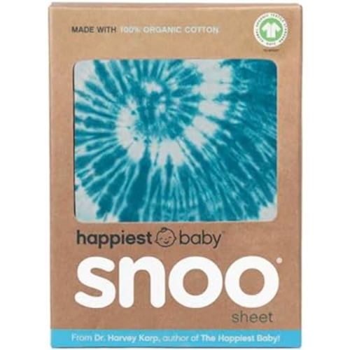 Happiest Baby SNOO Bassinet Fitted Sheet - 100% Organic Cotton Nursery Bedding - Fits SNOO Sleeper Crib Mattress (Tie Dye Blue)