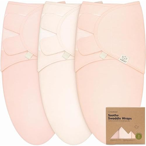 3-Pack Organic Baby Swaddle Sleep Sacks - Swaddles for Newborns, Infant 0-3 Months, Baby Girls, Boys, Soft & Snug Newborn Sleep Sack, Nursery Swaddling Blankets (Angelic)