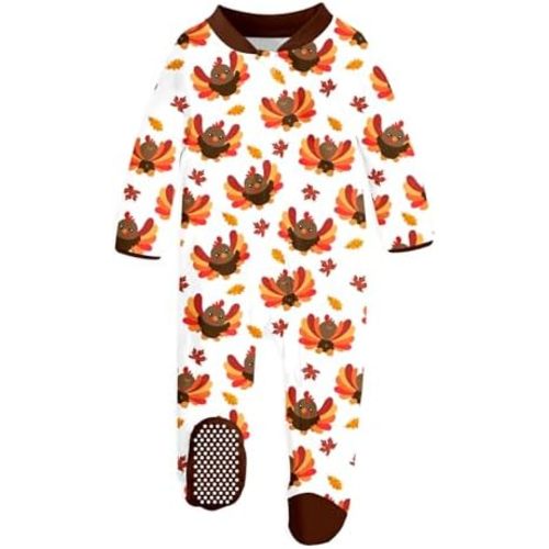 uideazone Baby Girls Footed Pajamas Zip-Front One-Piece Sleeper Non-Slip Footie Cute Pattern Jumpsuit PJs 0-12 Month