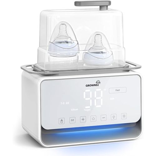 GROWSNY Fast Baby Bottle Warmer, 12-in-1 Milk Warmer with Steam and Water Bath Warming Modes for Breastmilk &Formula, Food Heating,with Thaw, Steri-lize, Egg Boil Function, Fits Most Types of Bottles