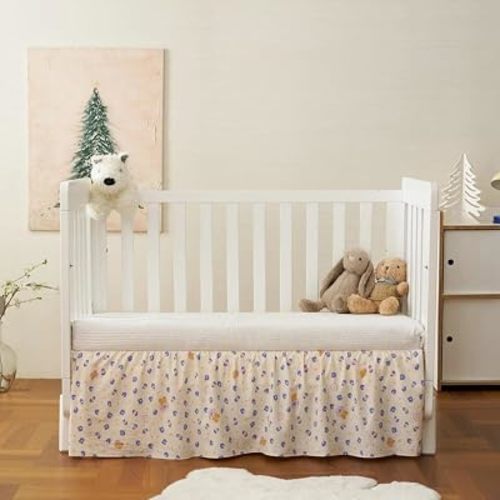 Ivory Crib Skirt Dust Ruffle, Microfiber Crib Bed Skirt