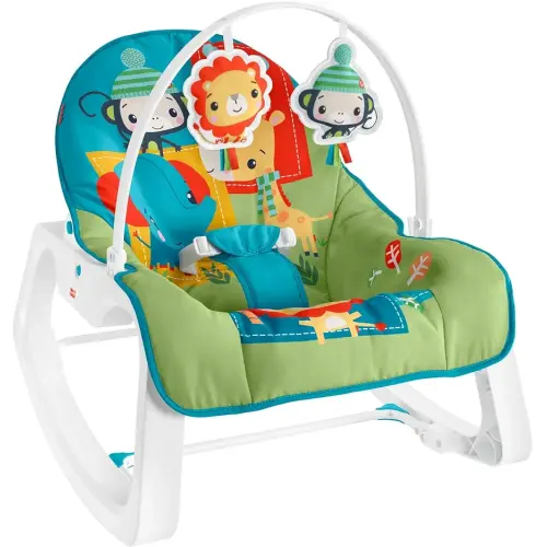 Fisher-Price Infant-to-Toddler Rocker – Jungle Blocks, portable baby rocking chair with toys for soothing or play [Amazon Exclusive]