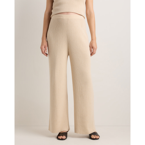 Cotton Cashmere Maternity Wide Leg Pants - Medium, Oatmeal