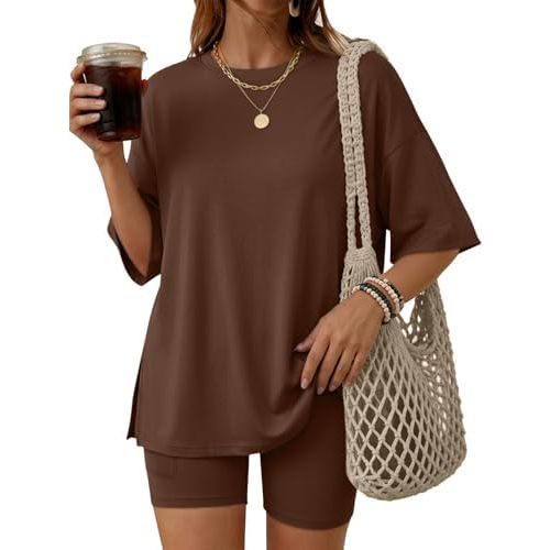 LILLUSORY Womens Lounge Sets Shorts 2 Piece Matching Pajamas Summer Outfits 2026 Casual Oversized Sweatsuits Spring Clothes