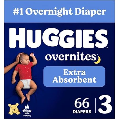 Huggies Overnites Size 3 Overnight Diapers (16-28 lbs), 66 Ct, Packaging May Vary