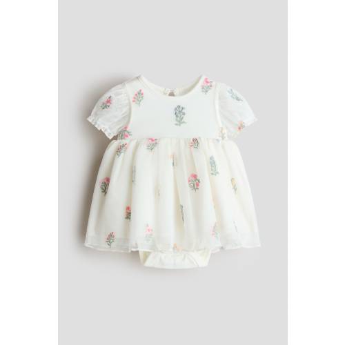 EMBROIDERED TULLE BODYSUIT DRESS