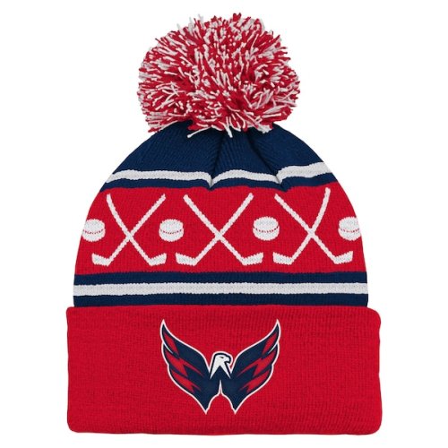 Infant Red Washington Capitals Face-Off Cuffed Knit Hat with Pom