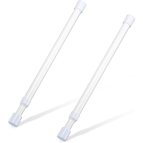 2 Pcs Small Tension Rod 12-20 inch Spring Rod, Tension Rod Spring Tension Rod, Small Tension Curtain Rod, Short Thin Tension Rods, Mini Tension Rods for Closet, Cabinets, Cupboard, Drawers, White