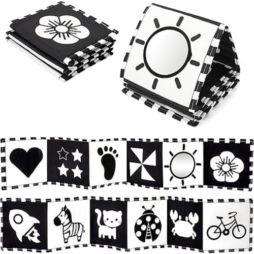 URMYWO Black and White Tummy Time High Contrast Newborn Toys 0-3 Months, Soft Baby Book, Visual Stimulation Montessori Sensory Infant Toys 0-6-12 Months, Shower Gift for Boys Girls